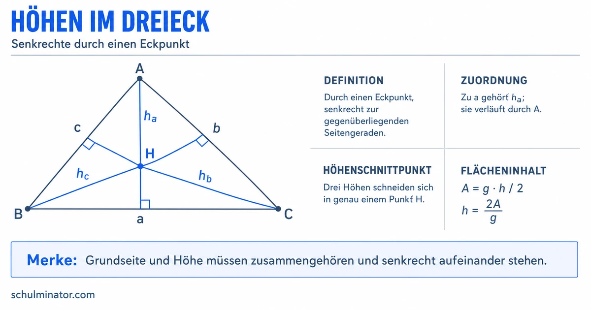 Höhe im Dreieck: konstruieren und berechnen