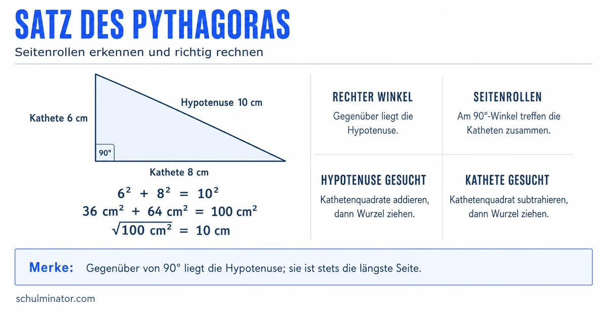 Kathete und Hypotenuse erkennen und berechnen