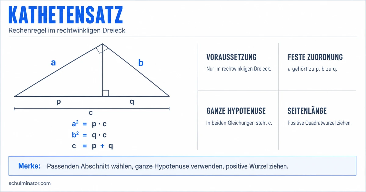 Kathetensatz: Formel, Zuordnung und Aufgaben