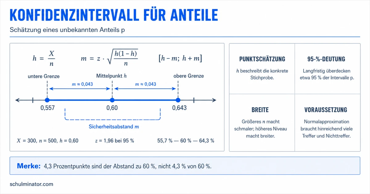 Konfidenzintervall für Anteile berechnen