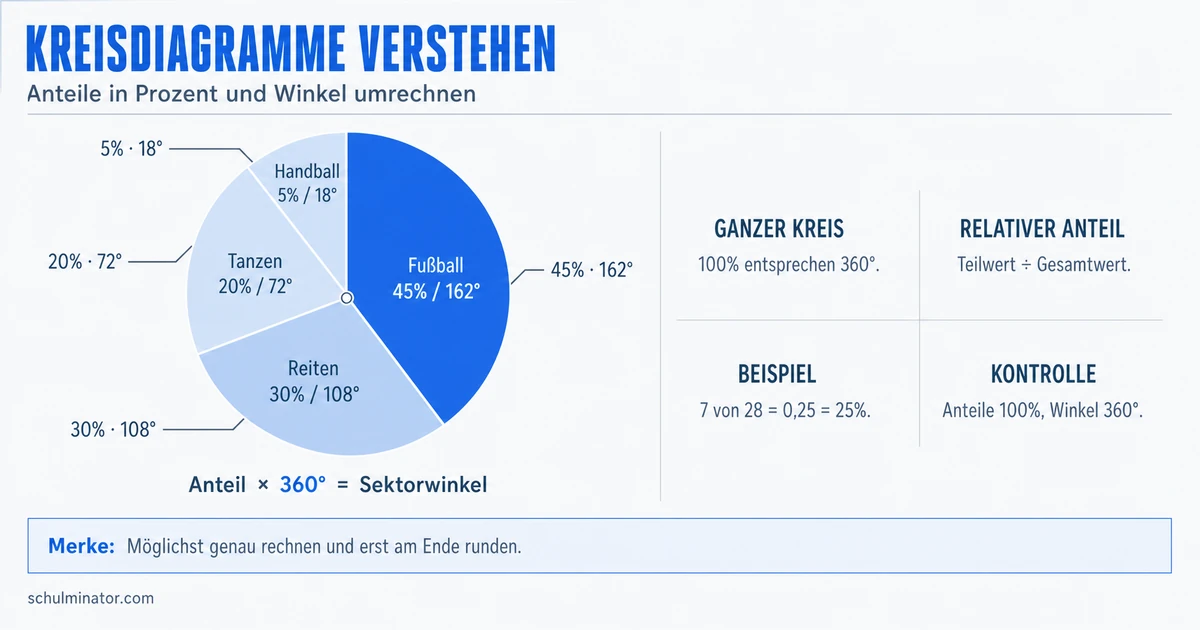 Kreisdiagramm berechnen, zeichnen und prüfen