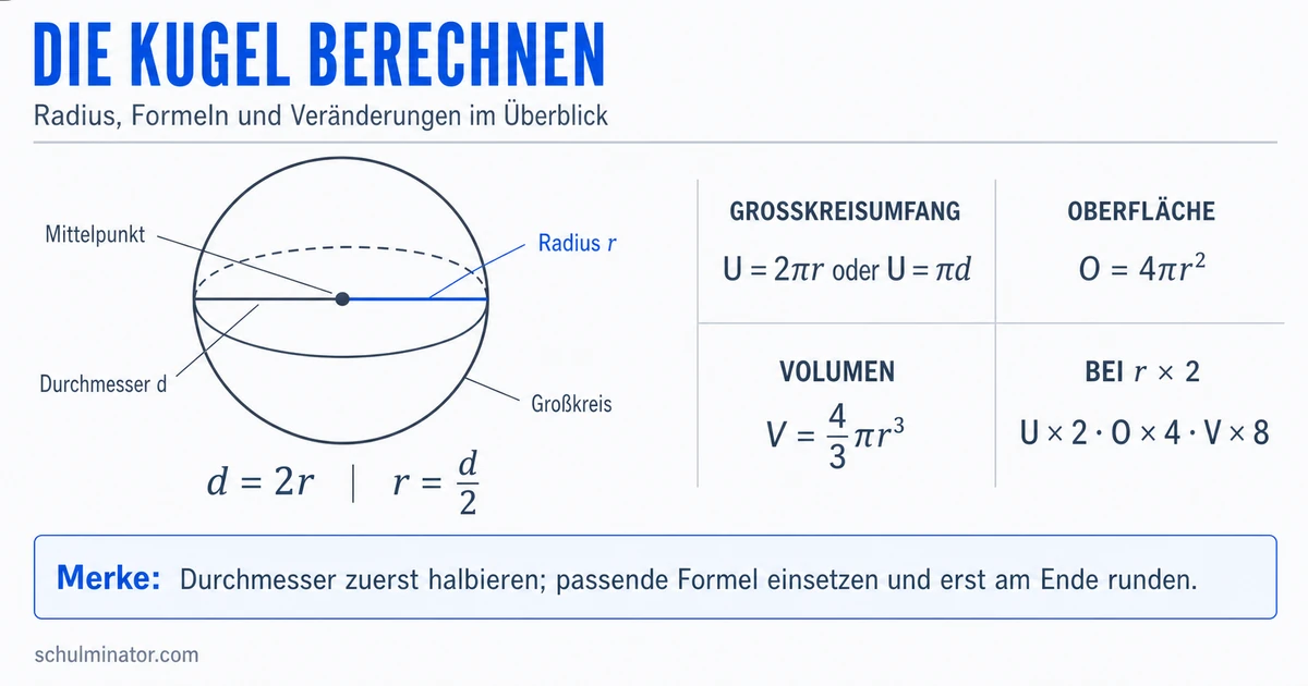 Kugel: Umfang, Oberfläche und Volumen berechnen