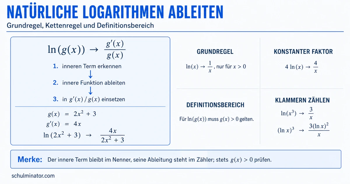 ln ableiten: Grundregel und Kettenregel erklärt