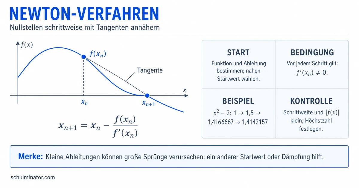 Newton-Verfahren: Nullstellen näherungsweise finden