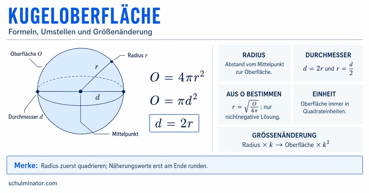 Kugeloberfläche berechnen: Formel und Beispiele