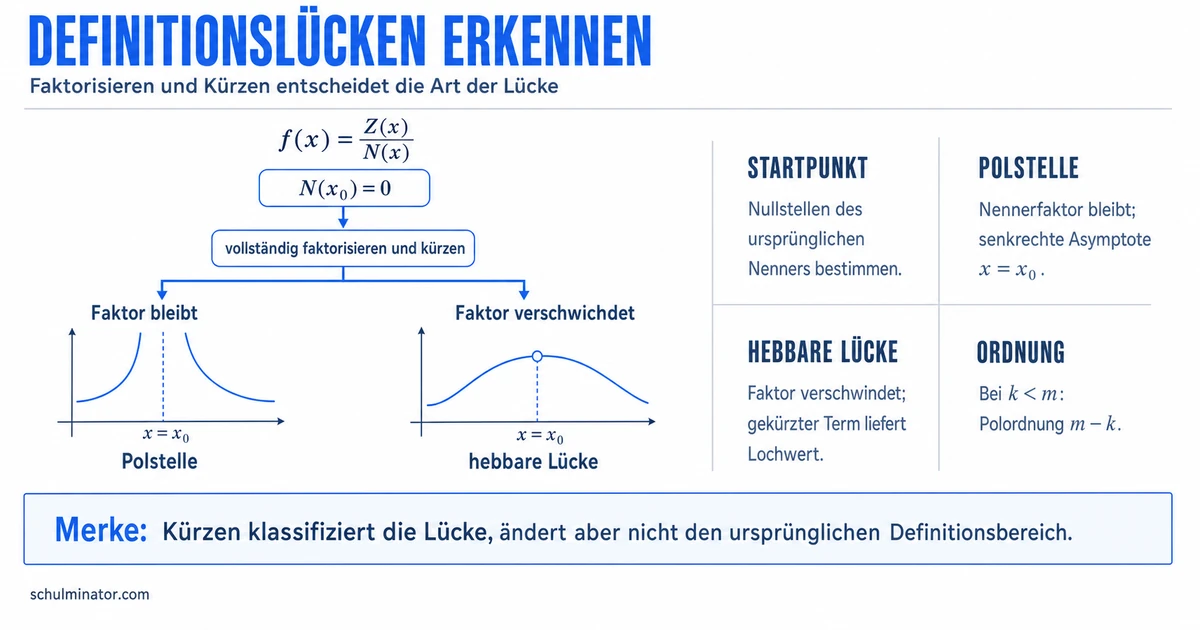 Polstelle und Definitionslücke unterscheiden