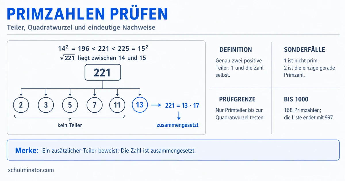 Primzahlen bis 1000: Liste, Erkennen und Prüfen