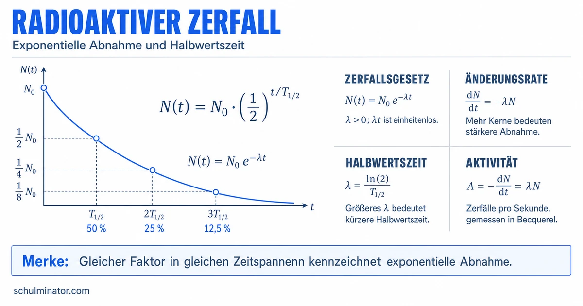 Radioaktiver Zerfall: Formel und Halbwertszeit