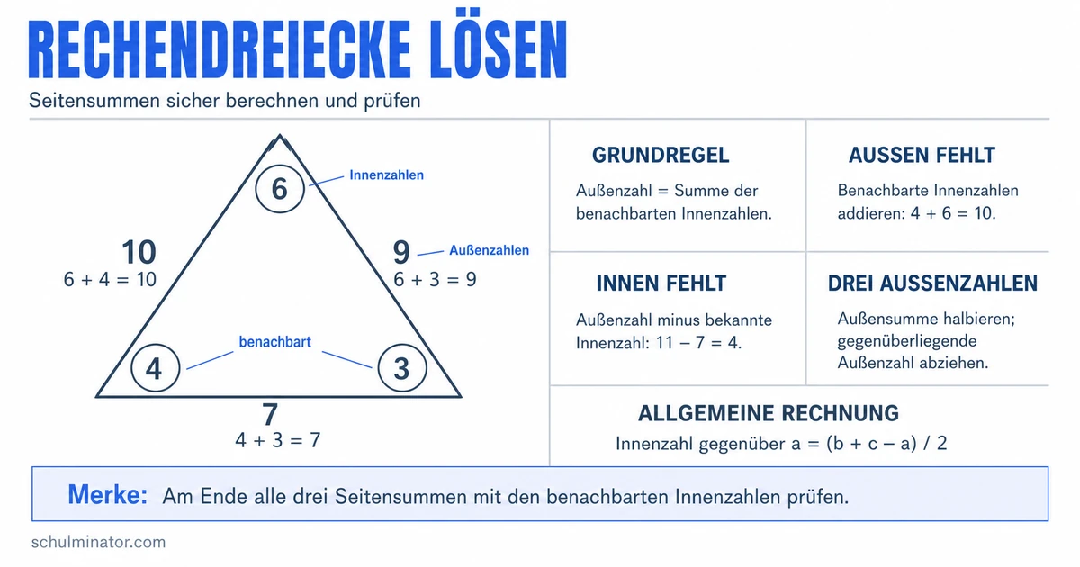 Rechendreiecke lösen: Regeln, Beispiele, Tricks