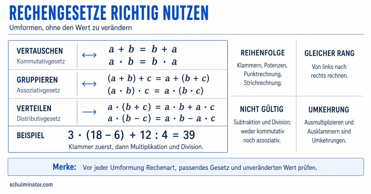 Rechengesetze: Regeln, Beispiele und Übungen