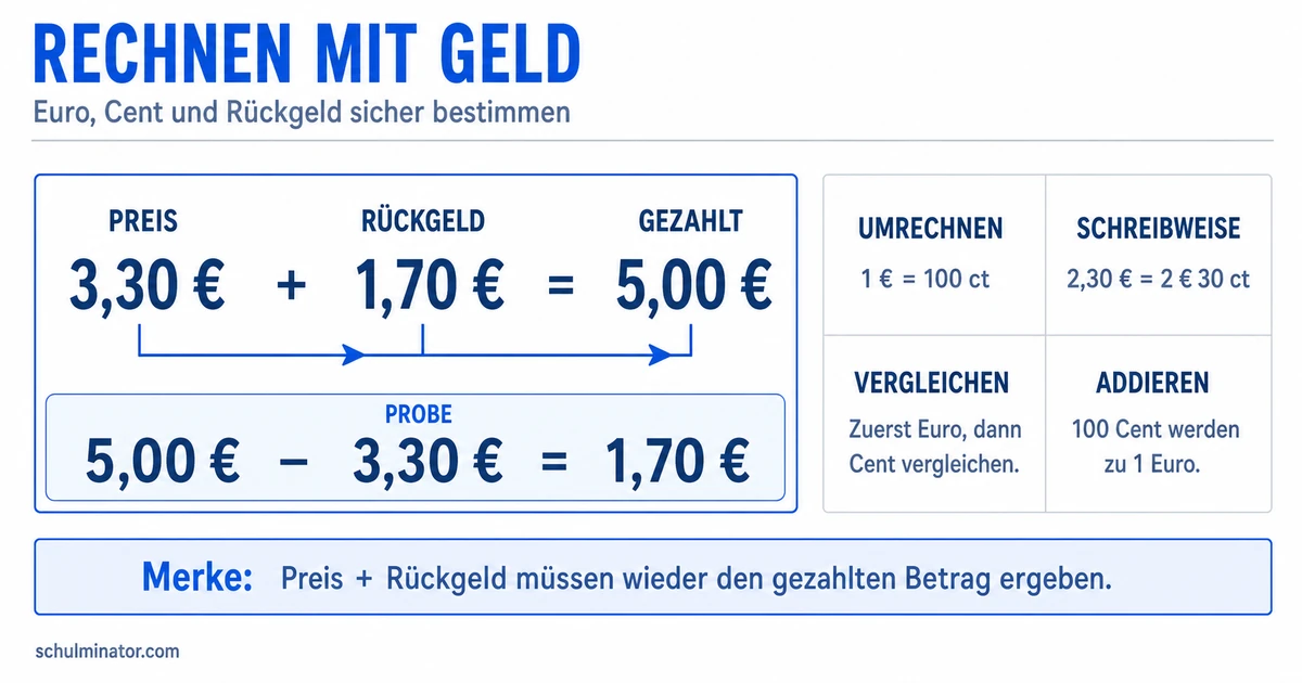 Rechnen mit Geld: Euro und Cent sicher