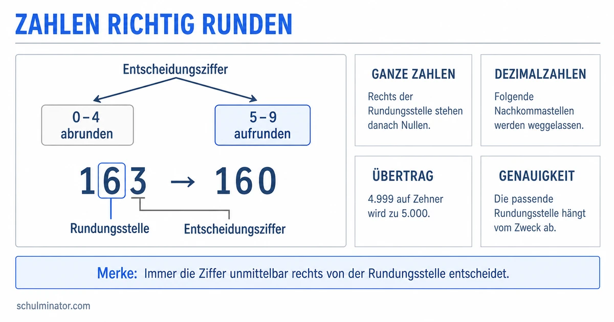 Zahlen runden: Regel, Beispiele und Übungen