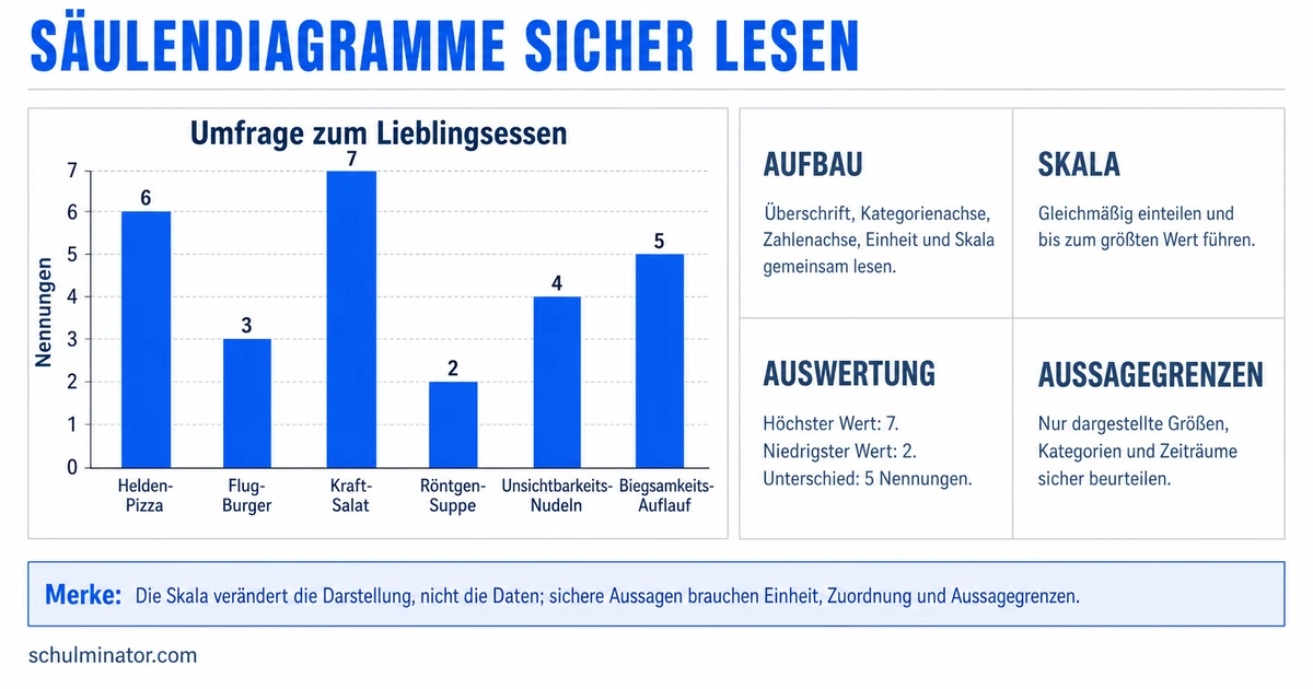 Säulendiagramm lesen, zeichnen und prüfen