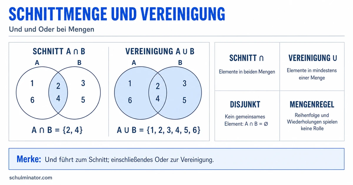 Schnittmenge und Vereinigungsmenge einfach erklärt