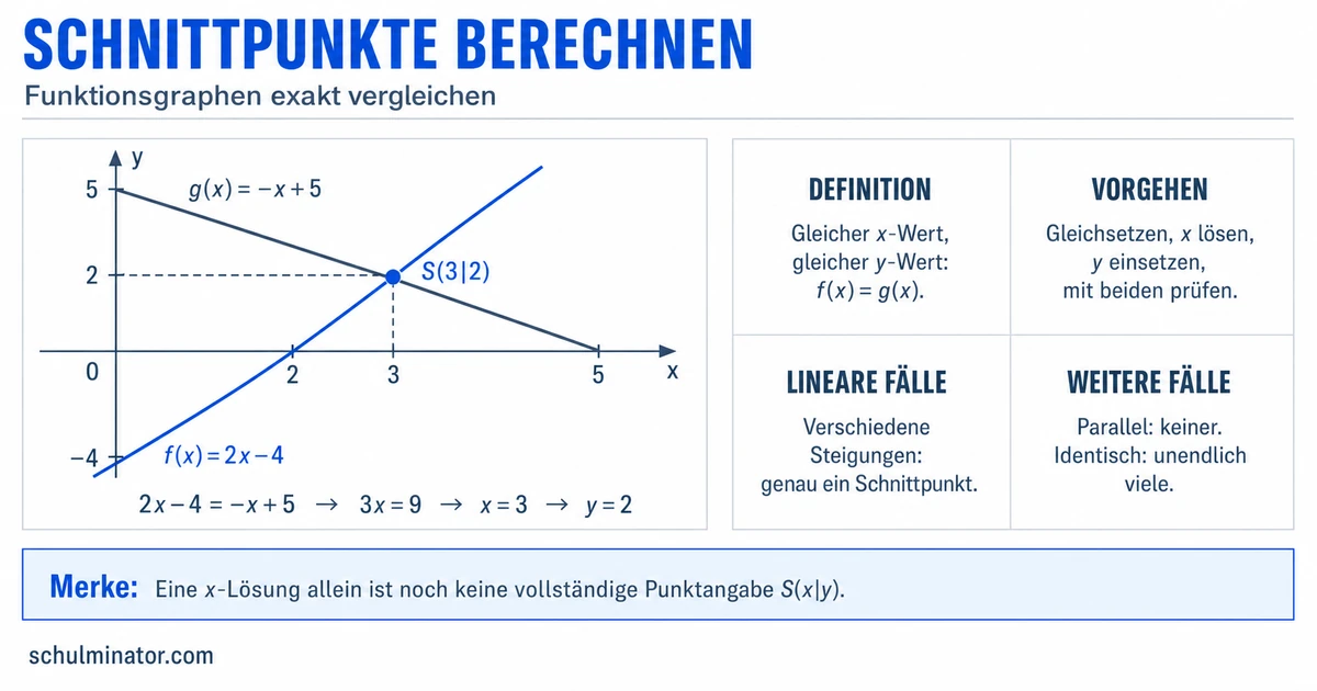 Schnittpunkte berechnen: Methode und Beispiele