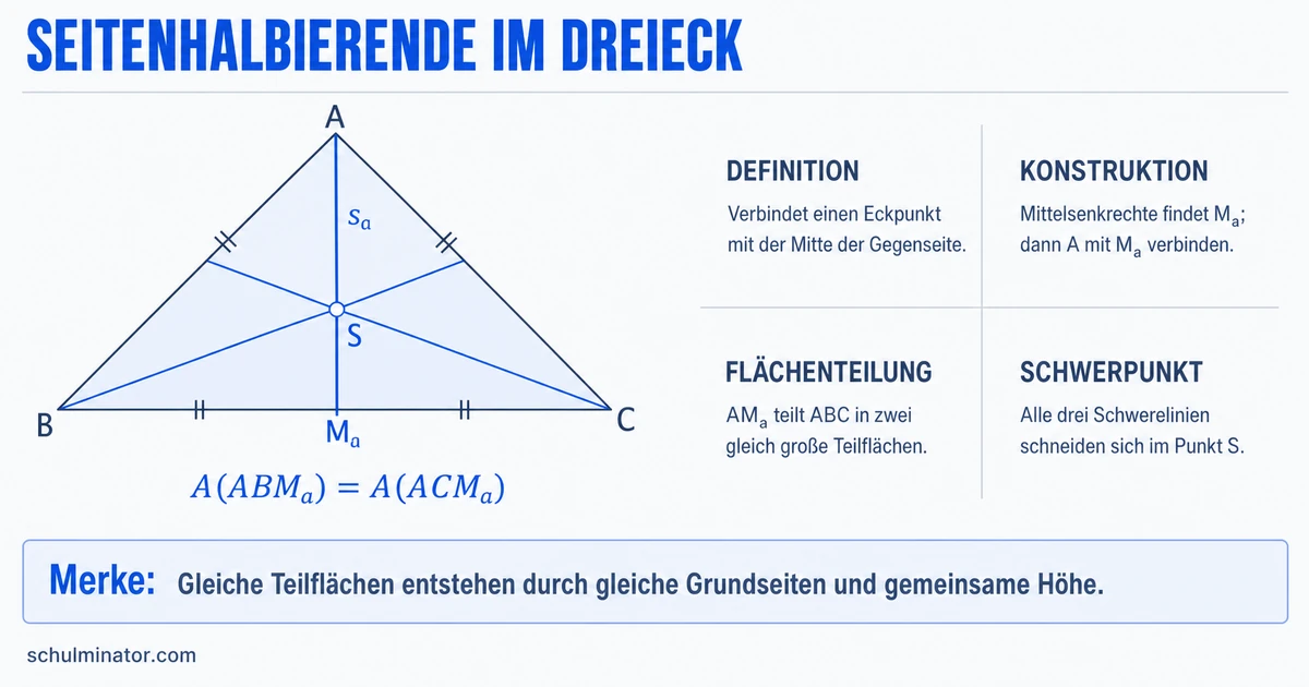 Seitenhalbierende: Konstruktion und Schwerpunkt