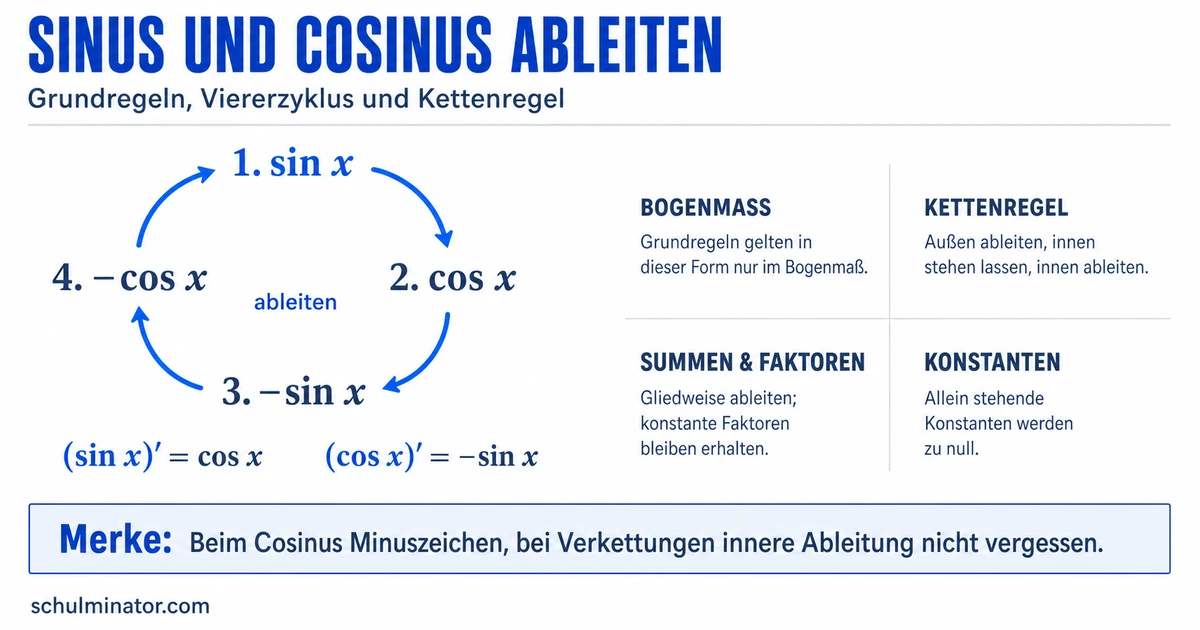 Sinus und Cosinus ableiten – Regeln und Beispiele