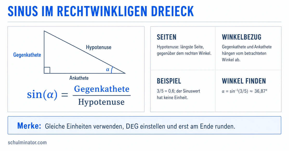 Sinus im rechtwinkligen Dreieck einfach erklärt