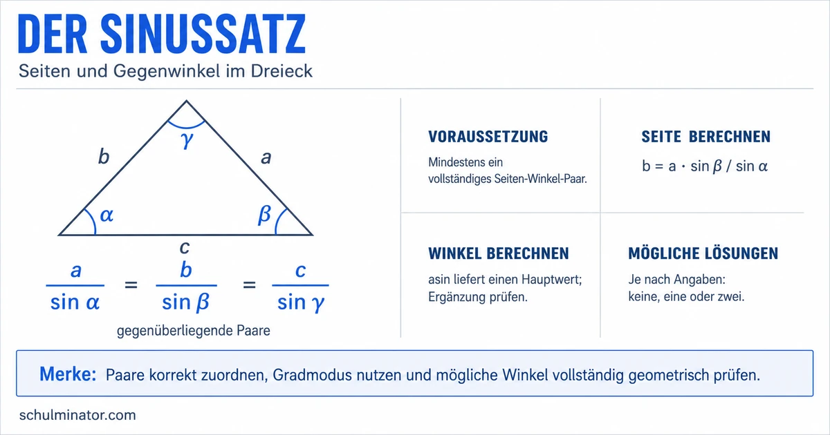 Sinussatz: Formel, Beispiele und Aufgaben