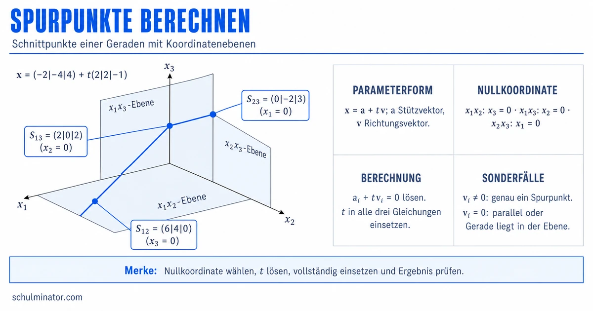 Spurpunkte einer Geraden berechnen – einfach erklärt