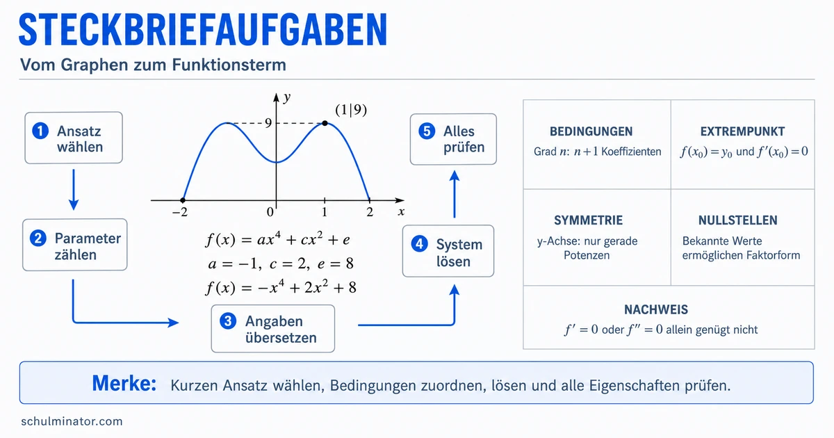 Steckbriefaufgaben lösen: Methode und Beispiele