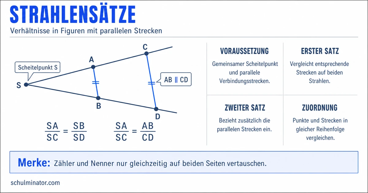Strahlensätze: Regeln, Beispiele und Aufgaben