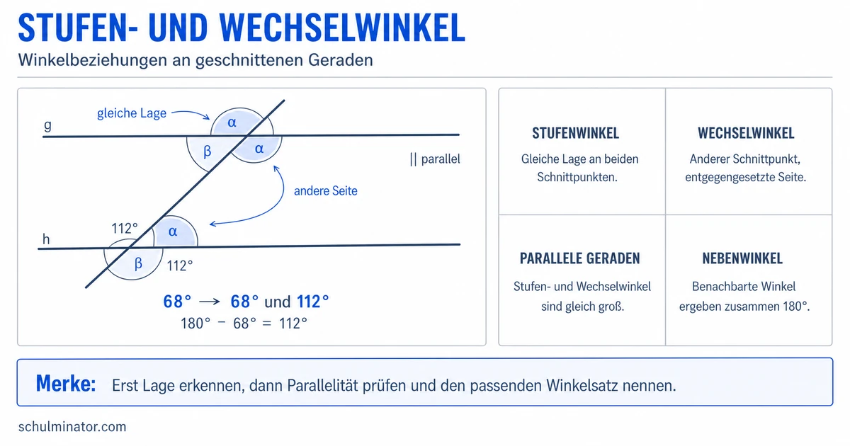 Stufenwinkel und Wechselwinkel einfach erklärt