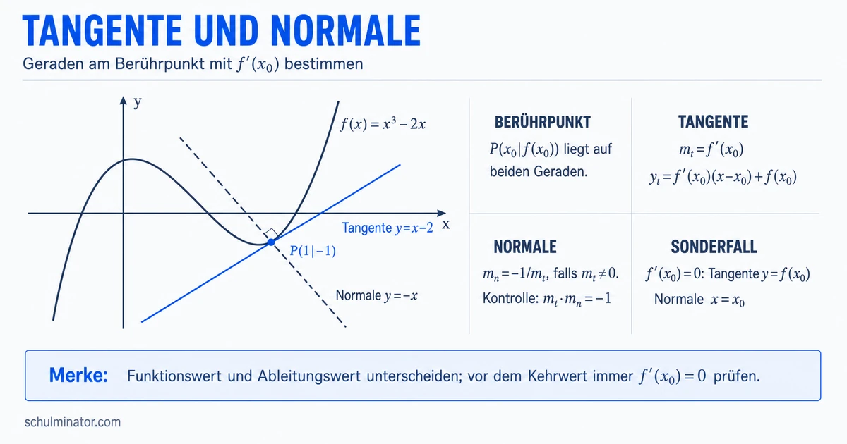Tangente und Normale berechnen – einfach erklärt