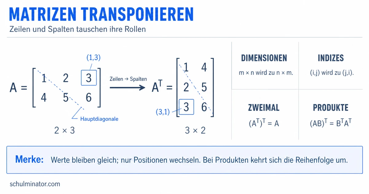 Transponierte Matrix: Berechnung und Rechenregeln