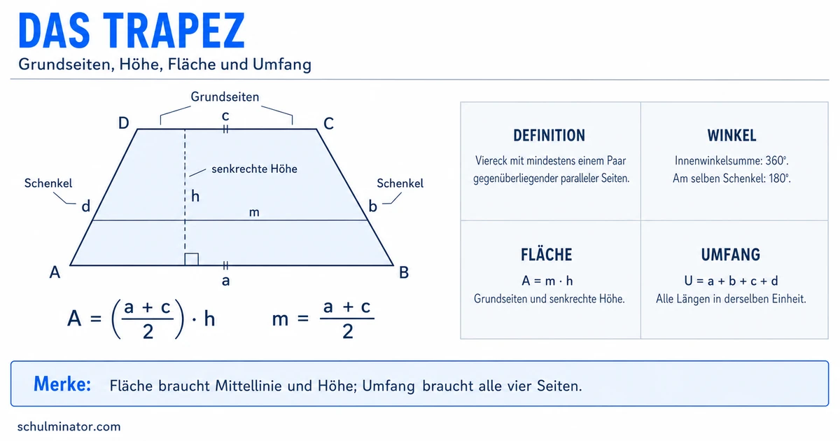 Trapez: Eigenschaften, Fläche und Umfang