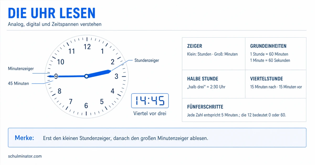 Uhrzeit ablesen: Analoge Uhr einfach lernen