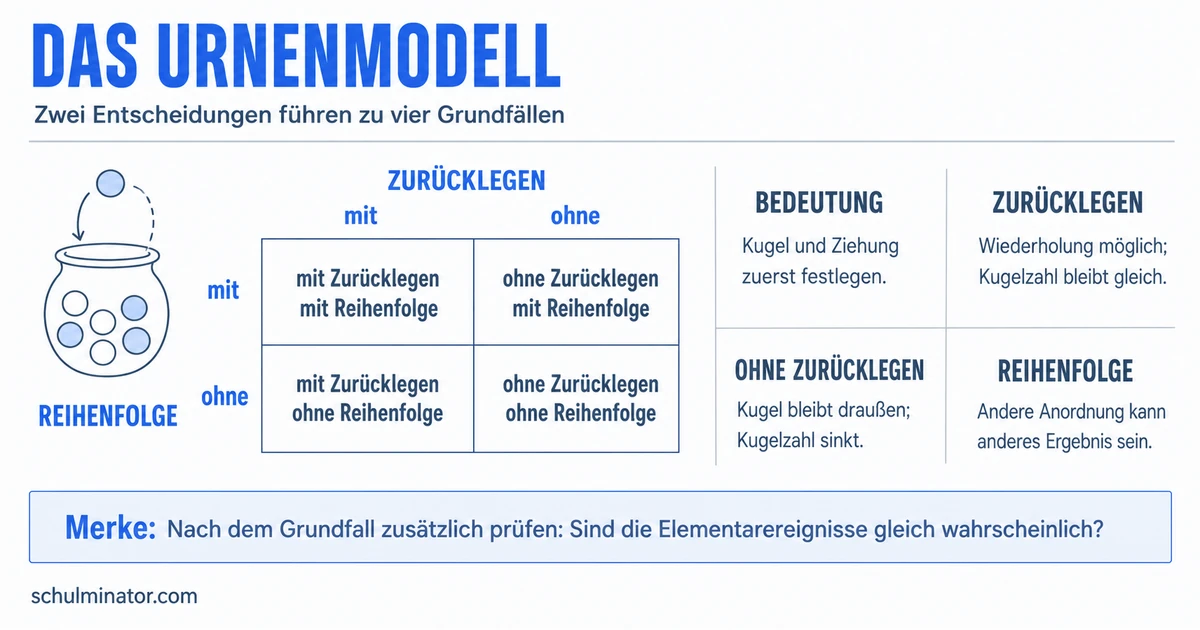 Urnenmodell: Vier Fälle sicher unterscheiden