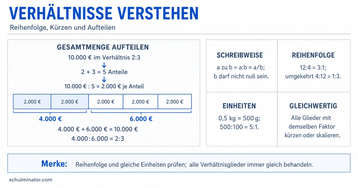 Verhältnisse berechnen und Mengen aufteilen