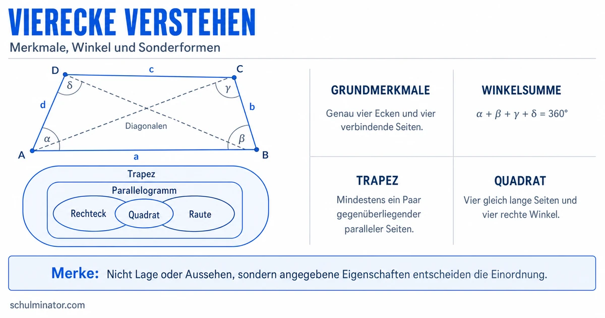 Vierecke erkennen, beschriften und einordnen