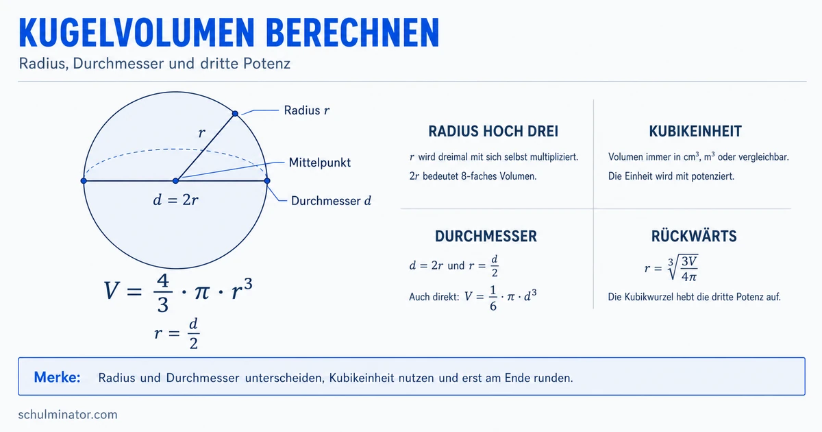 Kugelvolumen berechnen: Formel und Beispiele