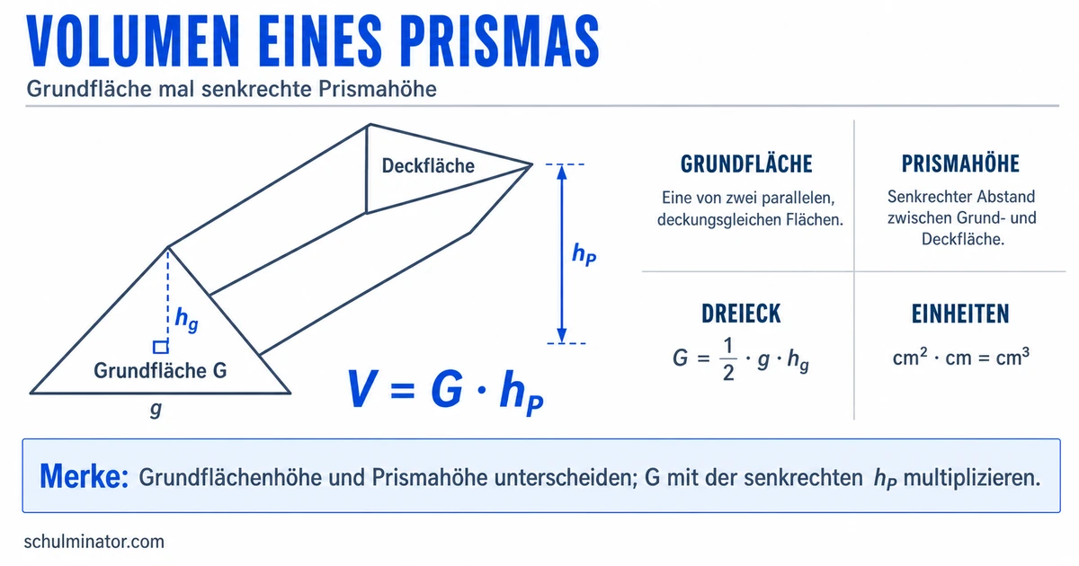 Volumen eines Prismas berechnen