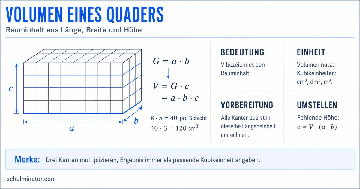 Volumen eines Quaders berechnen und verstehen