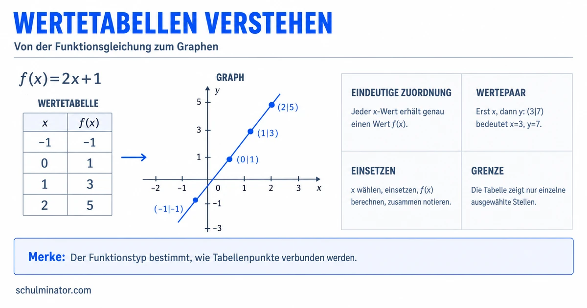 Wertetabelle erstellen, lesen und zeichnen