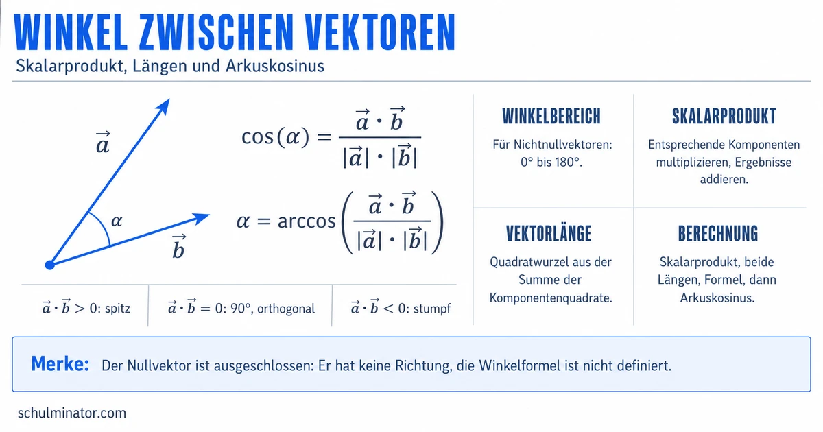 Winkel zwischen zwei Vektoren berechnen