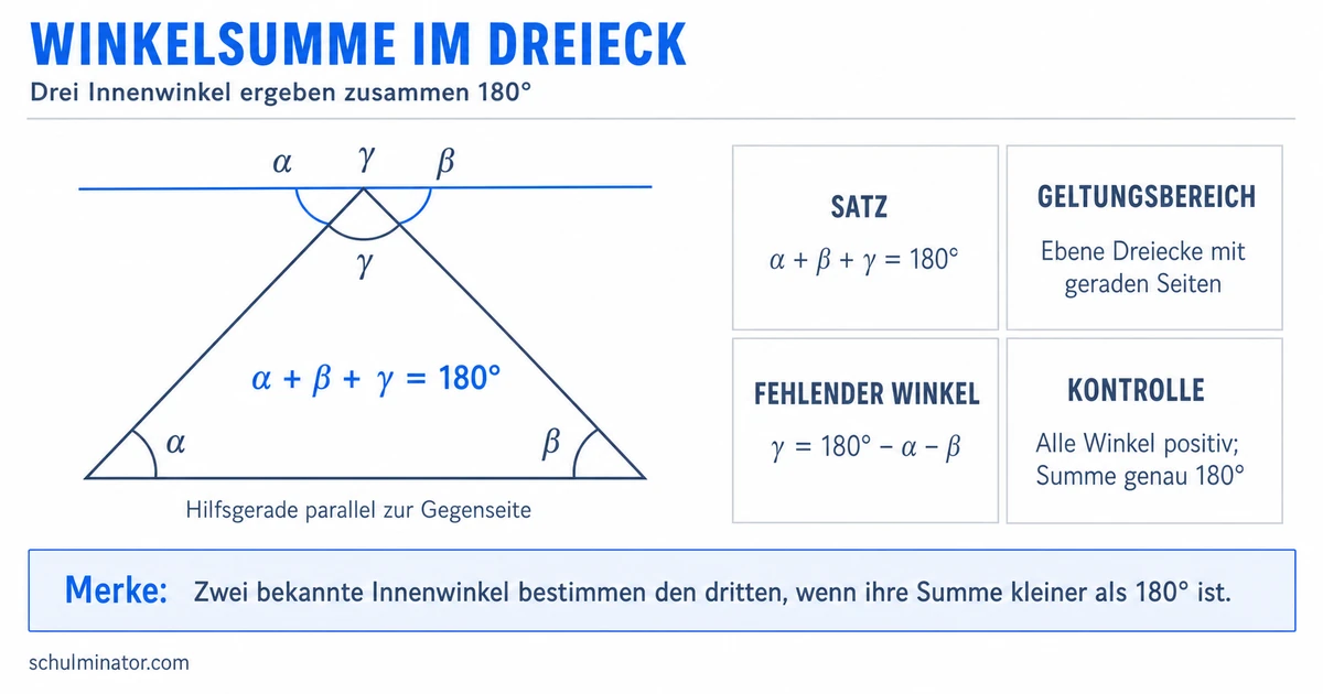 Winkelsumme im Dreieck: Winkel berechnen