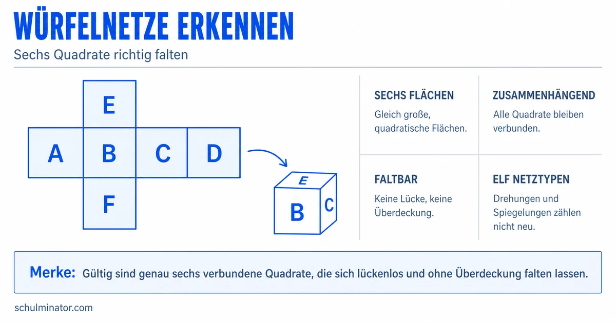 Würfelnetz erkennen, prüfen und richtig falten