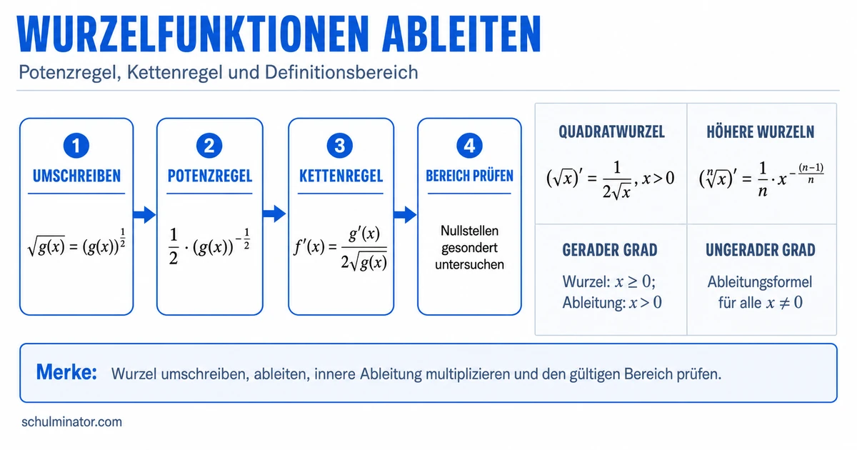 Wurzeln ableiten: Potenzregel und Kettenregel