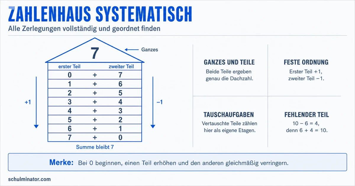 Zahlenhäuser: Zahlen systematisch zerlegen