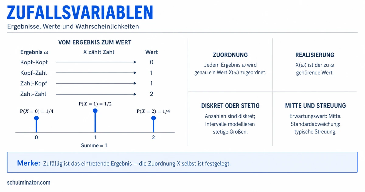 Zufallsvariable: Ergebnisse in Zahlen übersetzen