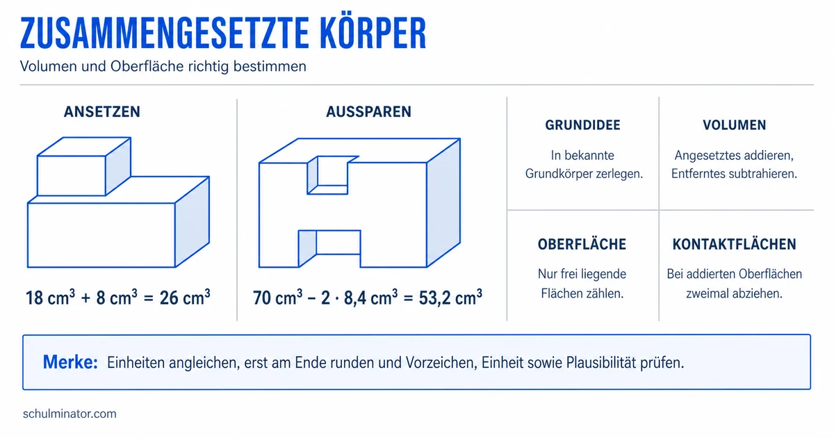 Zusammengesetzte Körper: Volumen und Oberfläche