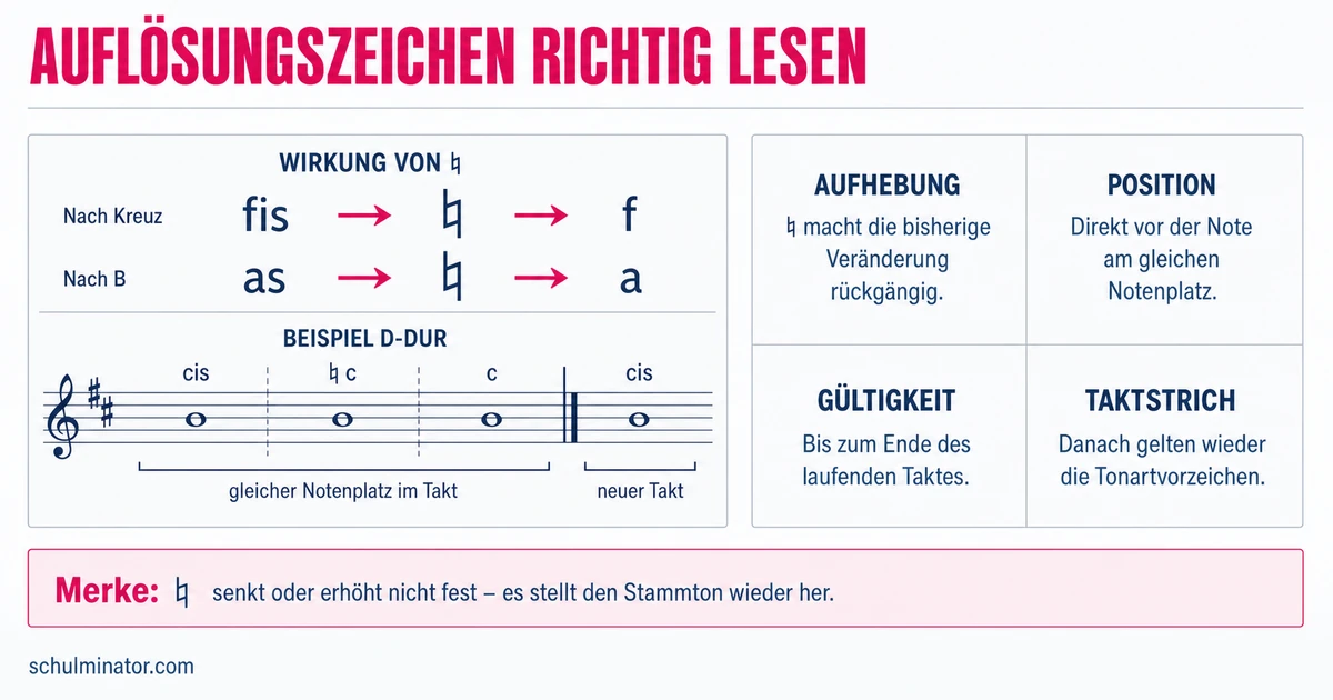 Auflösungszeichen ♮: Wirkung und Geltungsdauer