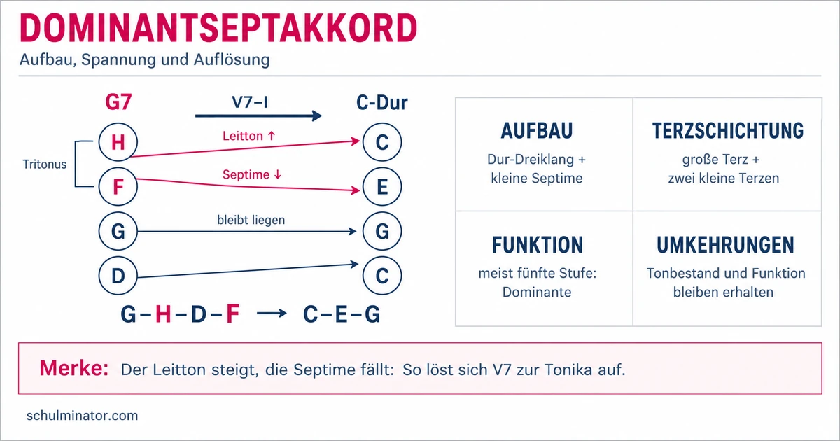 Dominantseptakkord: Aufbau und Auflösung