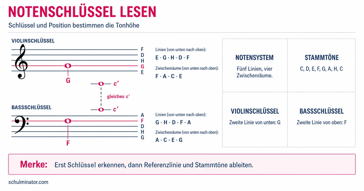 Notenschlüssel verstehen: Violin- und Bassschlüssel