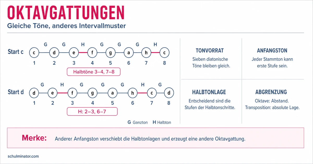 Oktavgattungen: Ganz- und Halbtonlagen verstehen