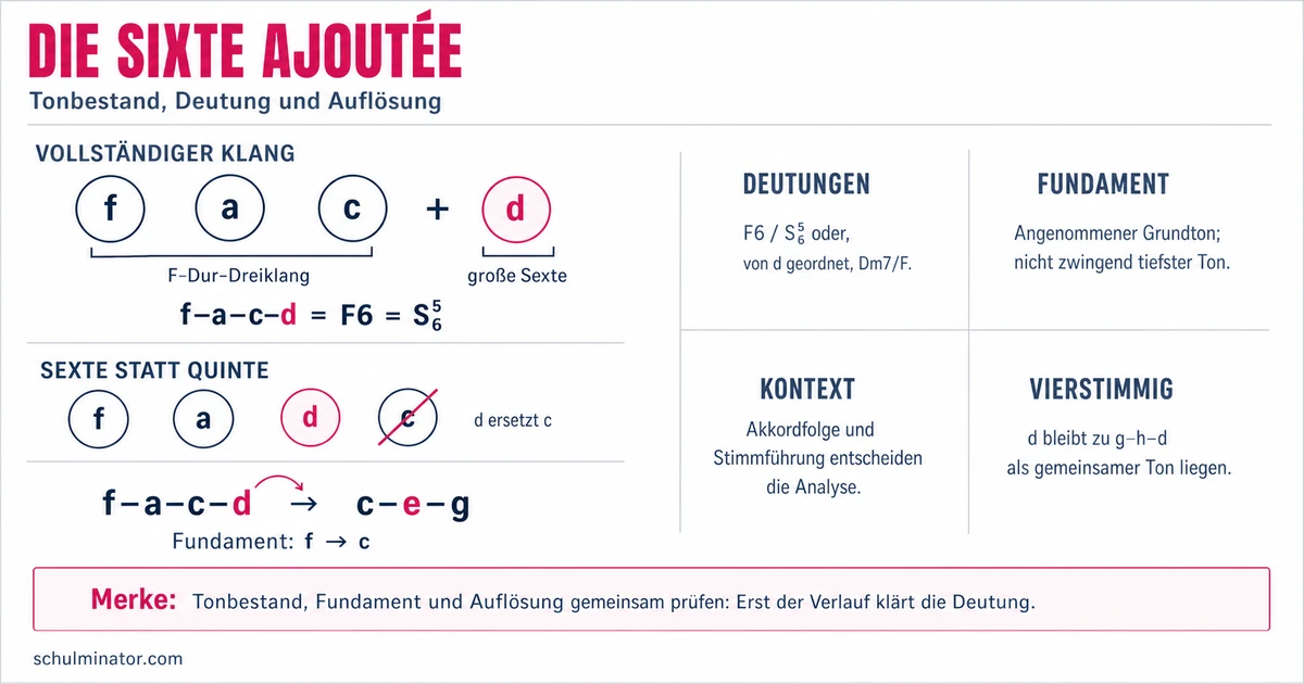 Sixte ajoutée: Aufbau, Deutung und Auflösung